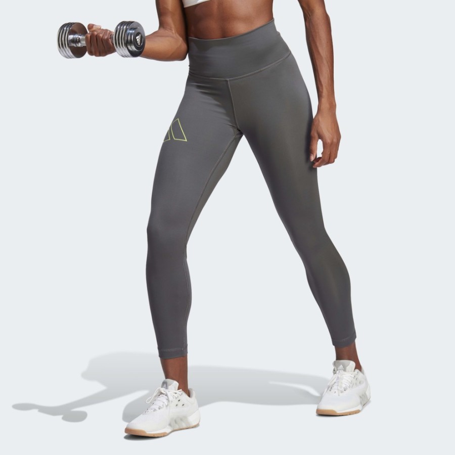 Femmes adidas Leggings | Tight 7/8 Taille Haute Optime Hyperbright Training Grey Six